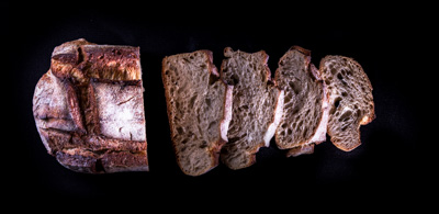 Bread on black wood