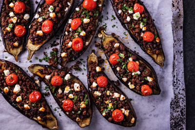 Aubergines Facries à l'agneau et au épices