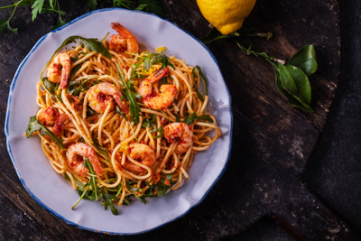Pates aux gambas tomates séchées et piments